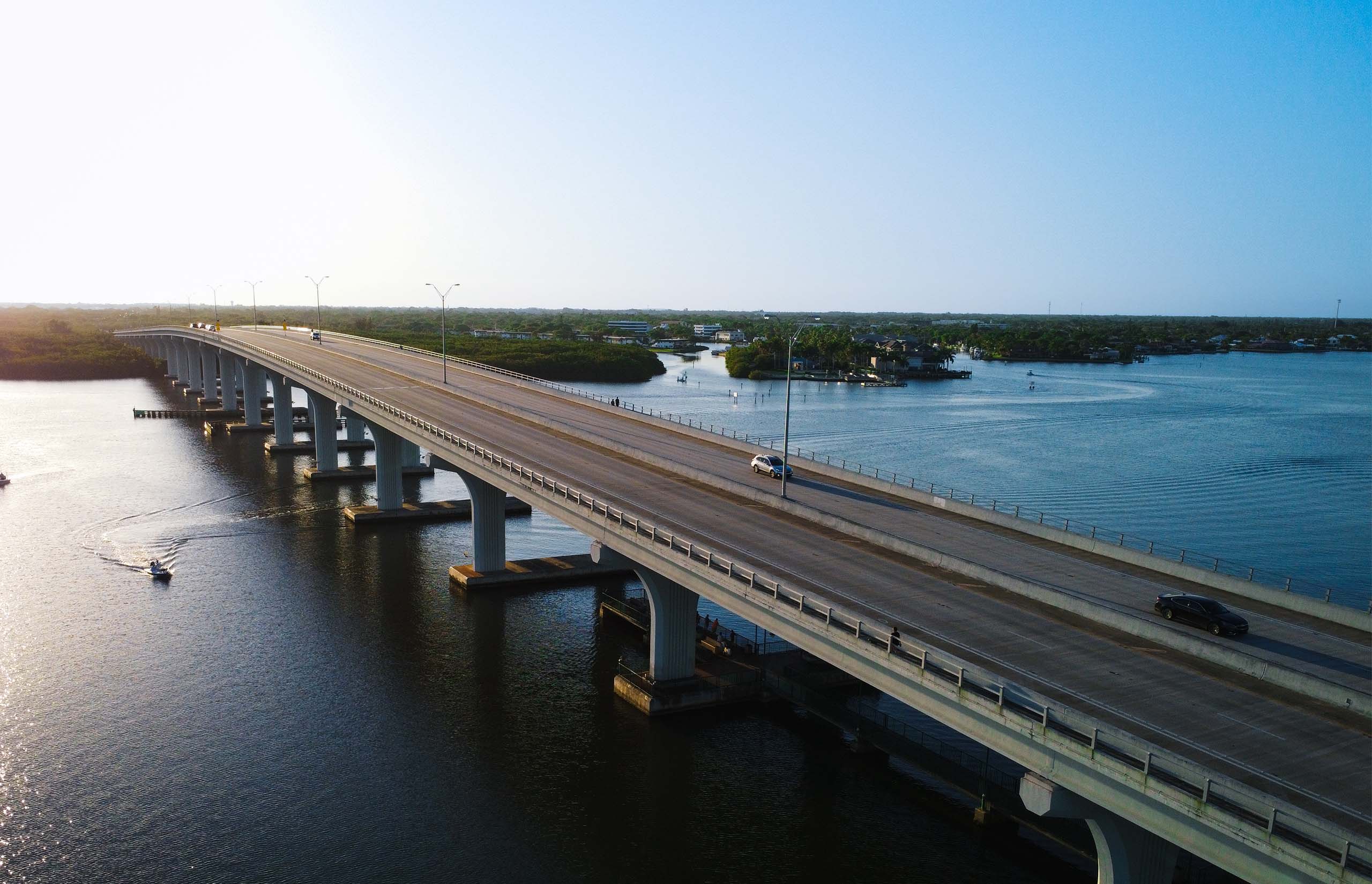 Concrete Supported Bridge Across Water